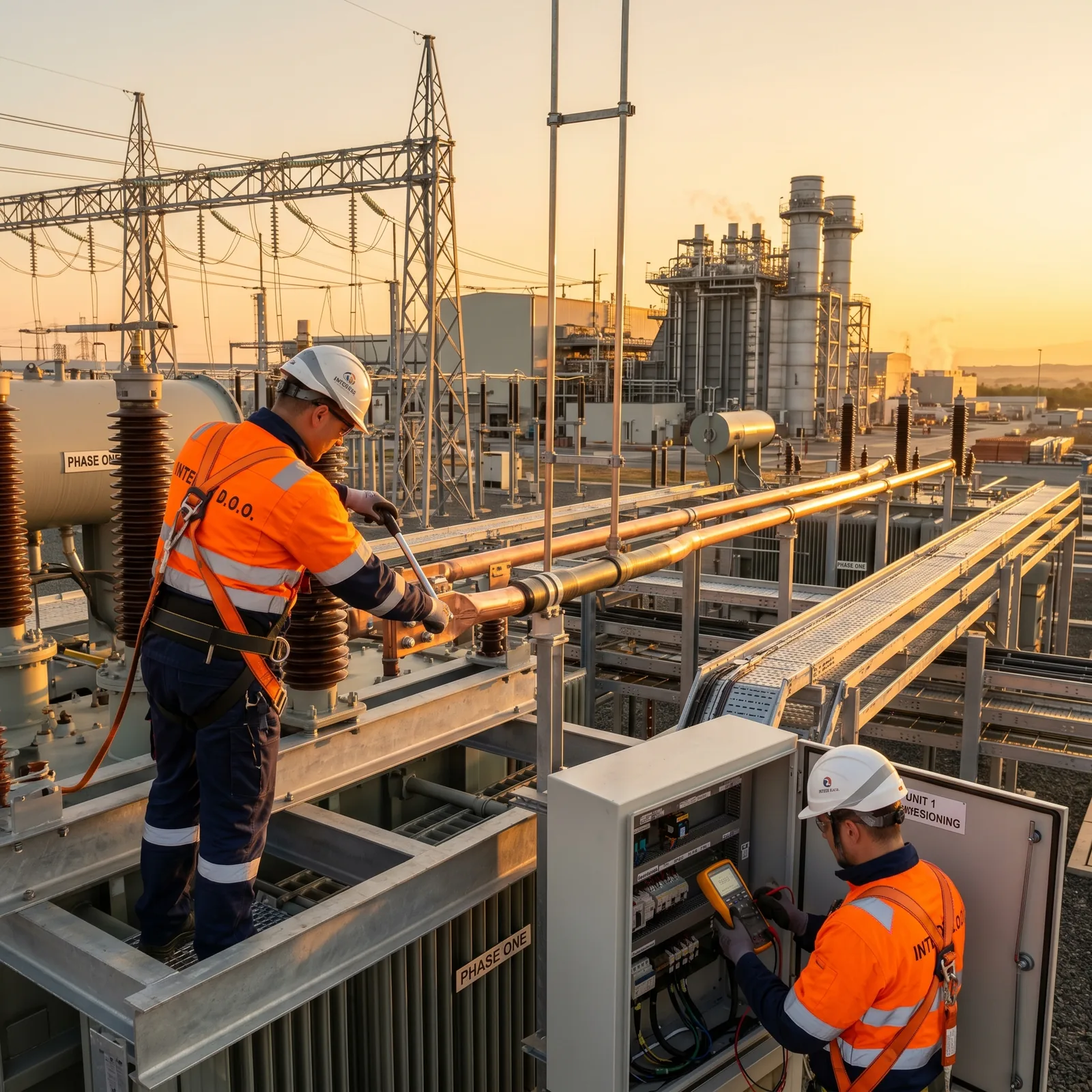High-voltage power plant electrical installation