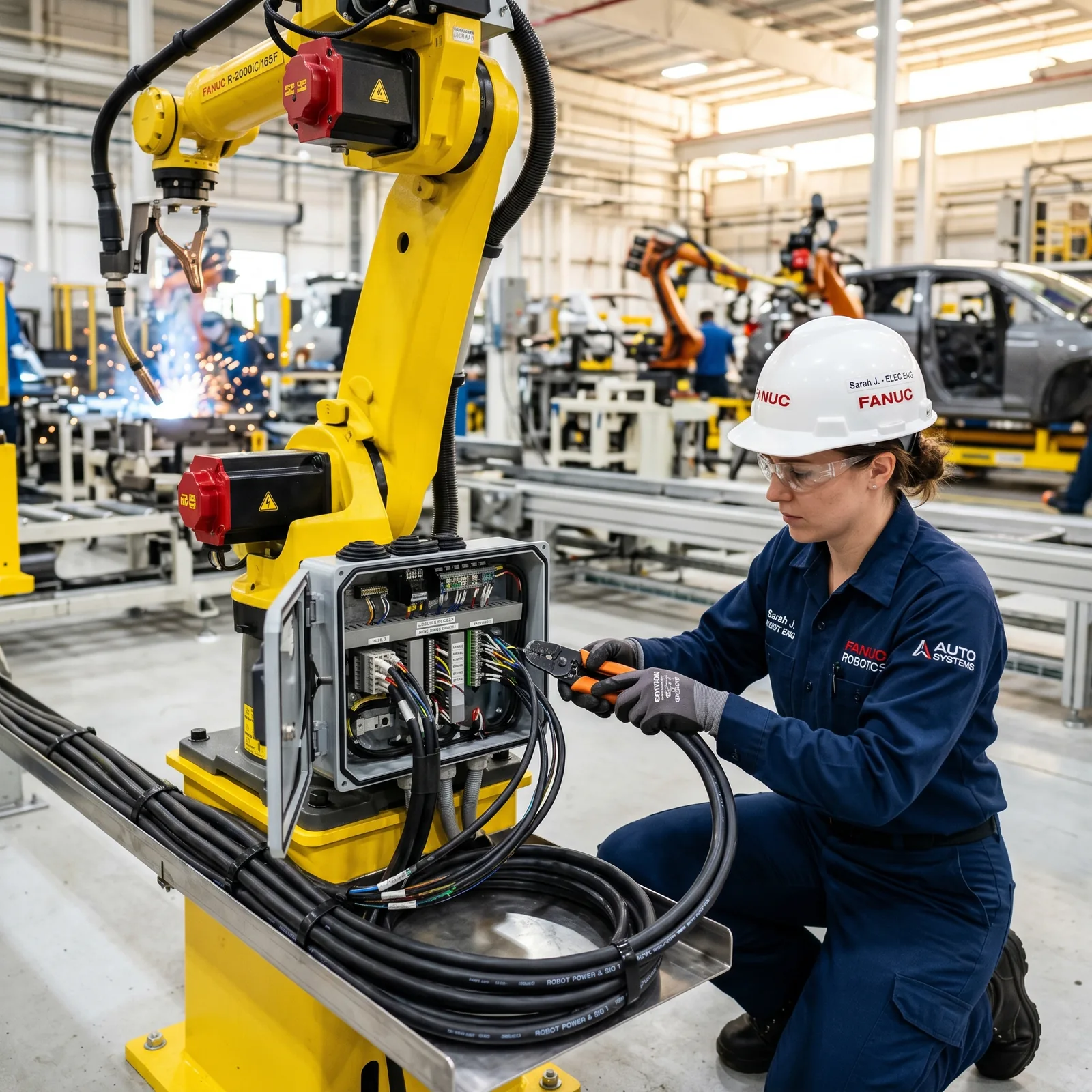 Electrical installation of robotic welding and assembly lines